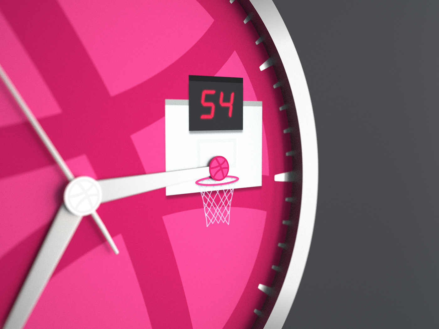 dribbble invites Invitation debut giveaway 3D wall clock watch design Render