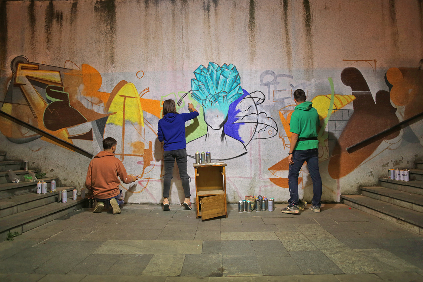 Collaboration ukraine tbilisi Georgia improvisation wallart Graffitiart wallpainting