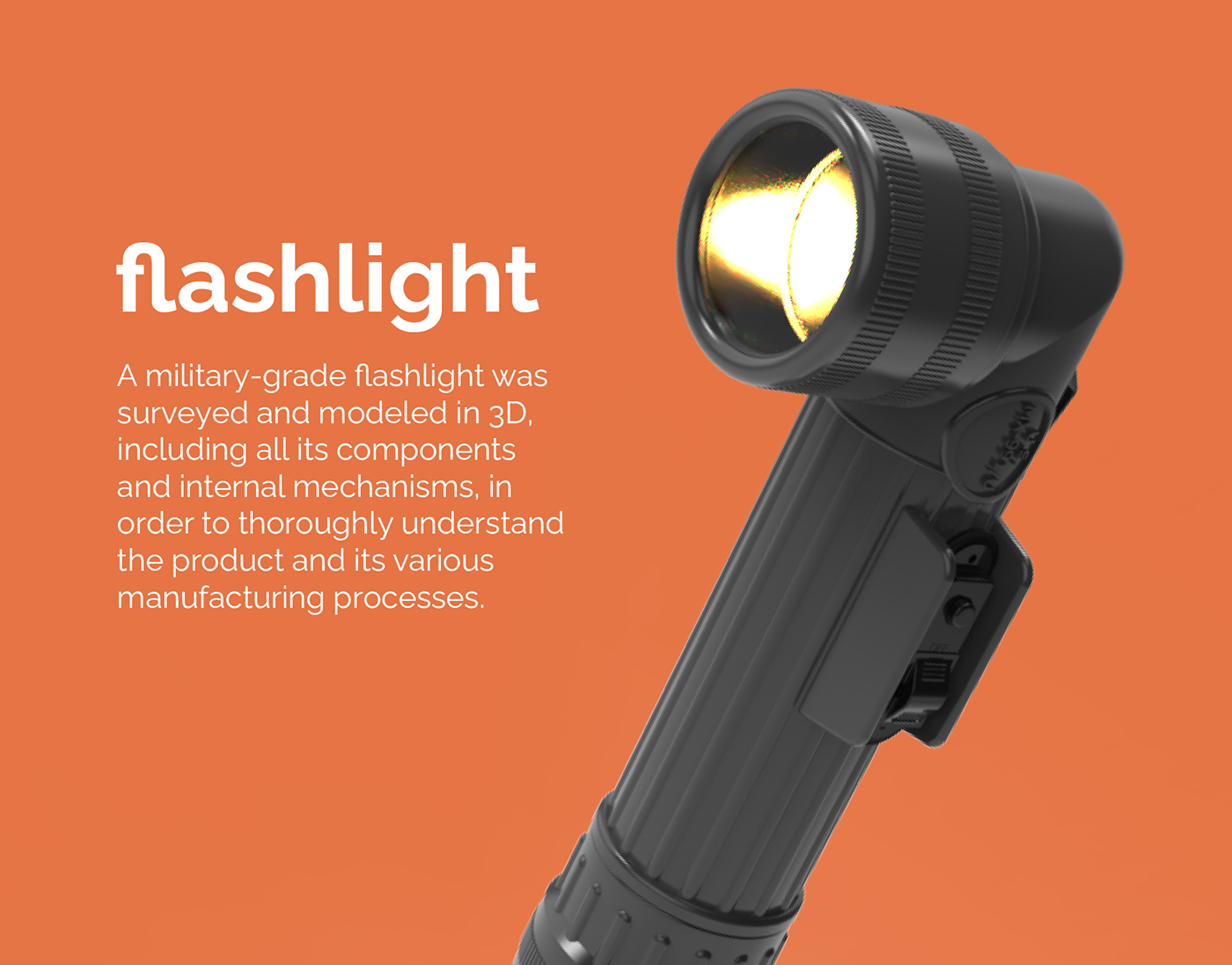 light industrial design  product 3D Render flashlight