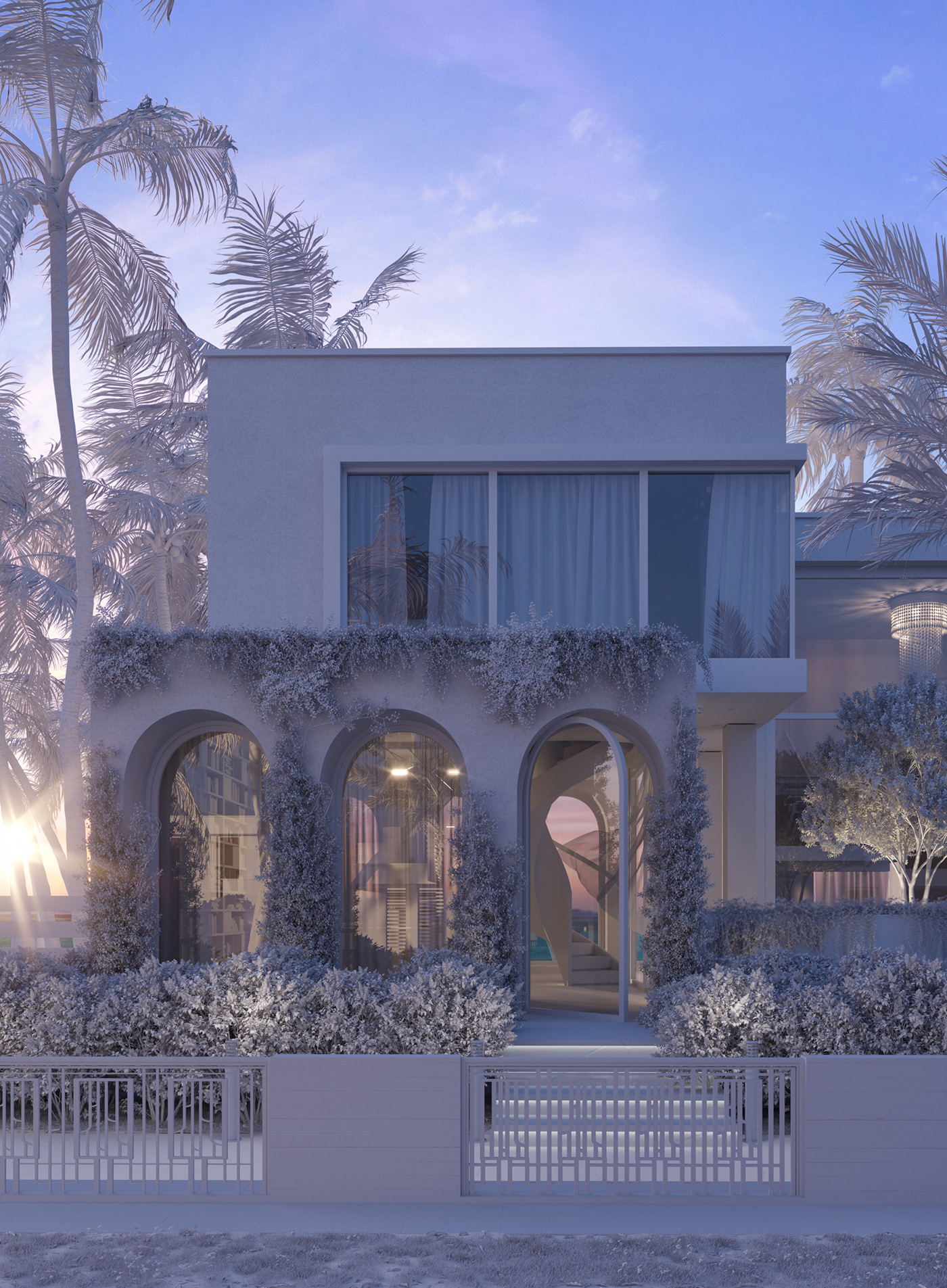 exterior house Villa archviz architecture California 3D visualization Render modern