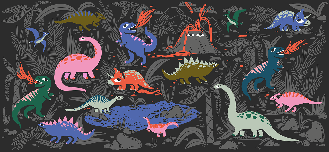 Dinosaur ILLUSTRATION  print Textiles