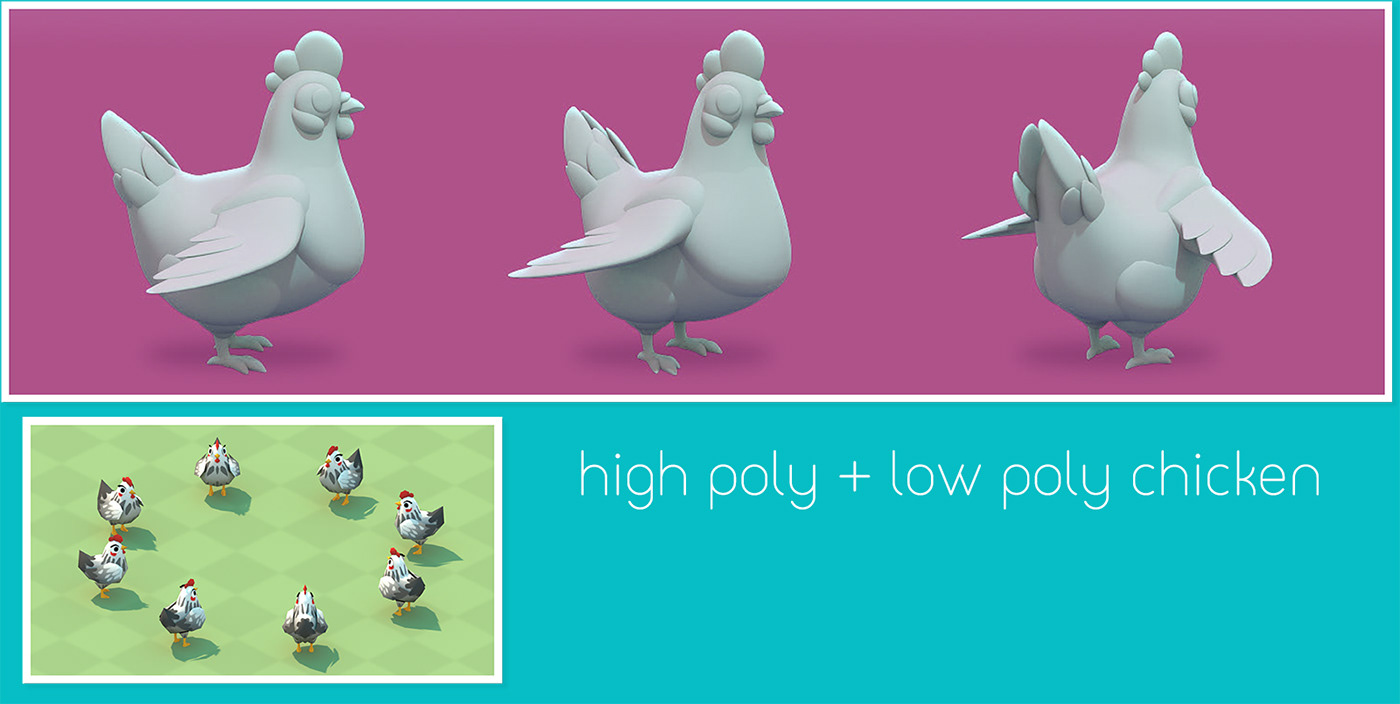 game design  farm cute animals 3D modeling texturing Maya