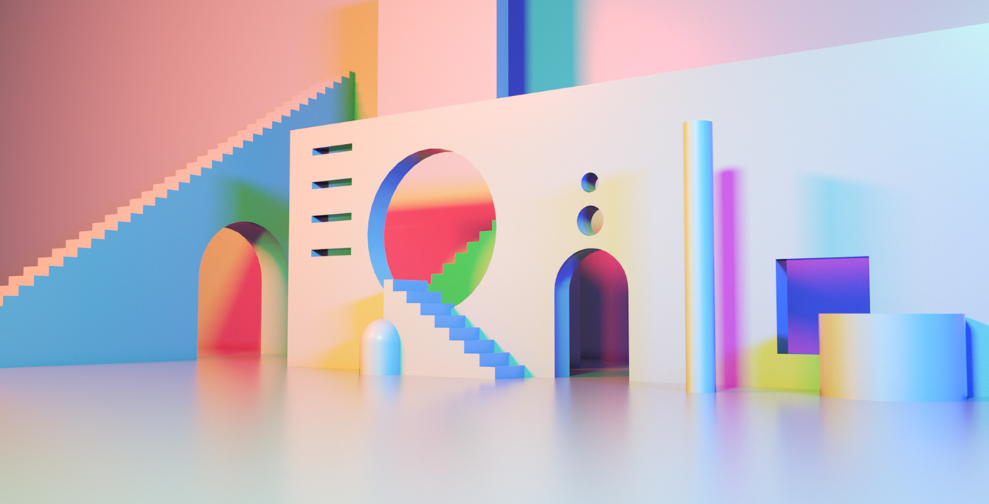 color gradient lighting vivid spectrum colorful set design  Digital Art  3D Render