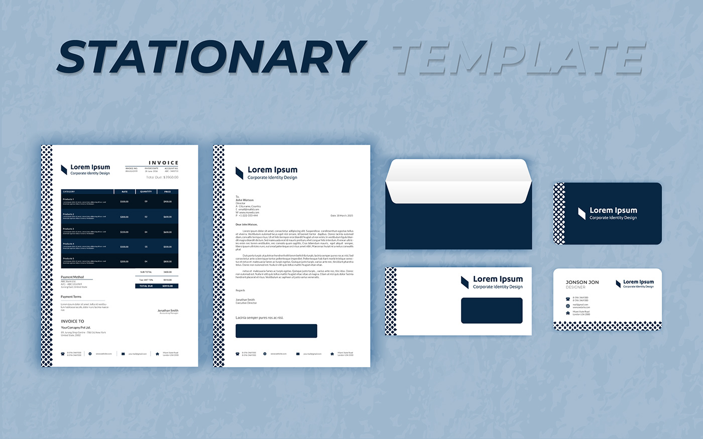 branding  business card design envelope identity invoice letterhead print stationary template