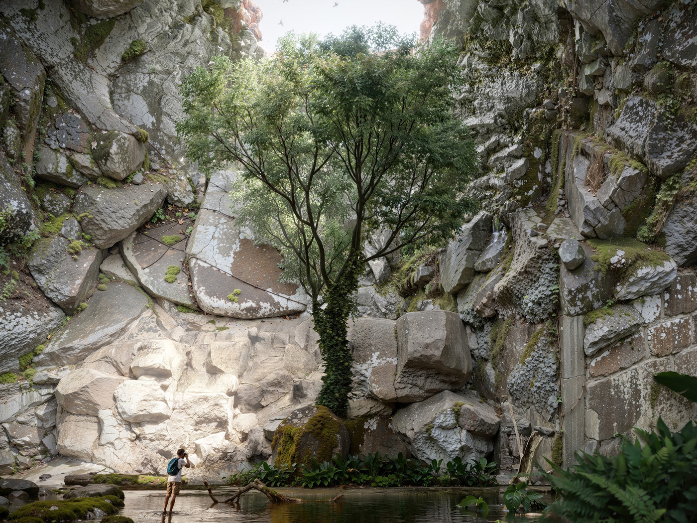 3ds max adventure cave CGI corona exterior Landscape Nature Travel Vizualization