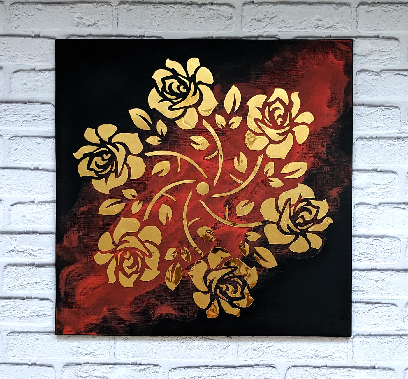 3D decor elegant gold golden rose interior design  luxury Metal Flower Metal Wall Art modern