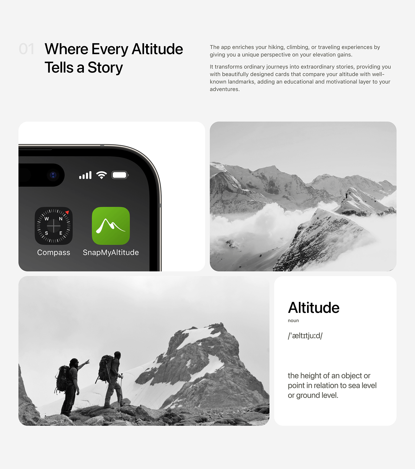 Altitude hiking mountains Photography  UI/UX Mobile app user interface ui design user experience app design
