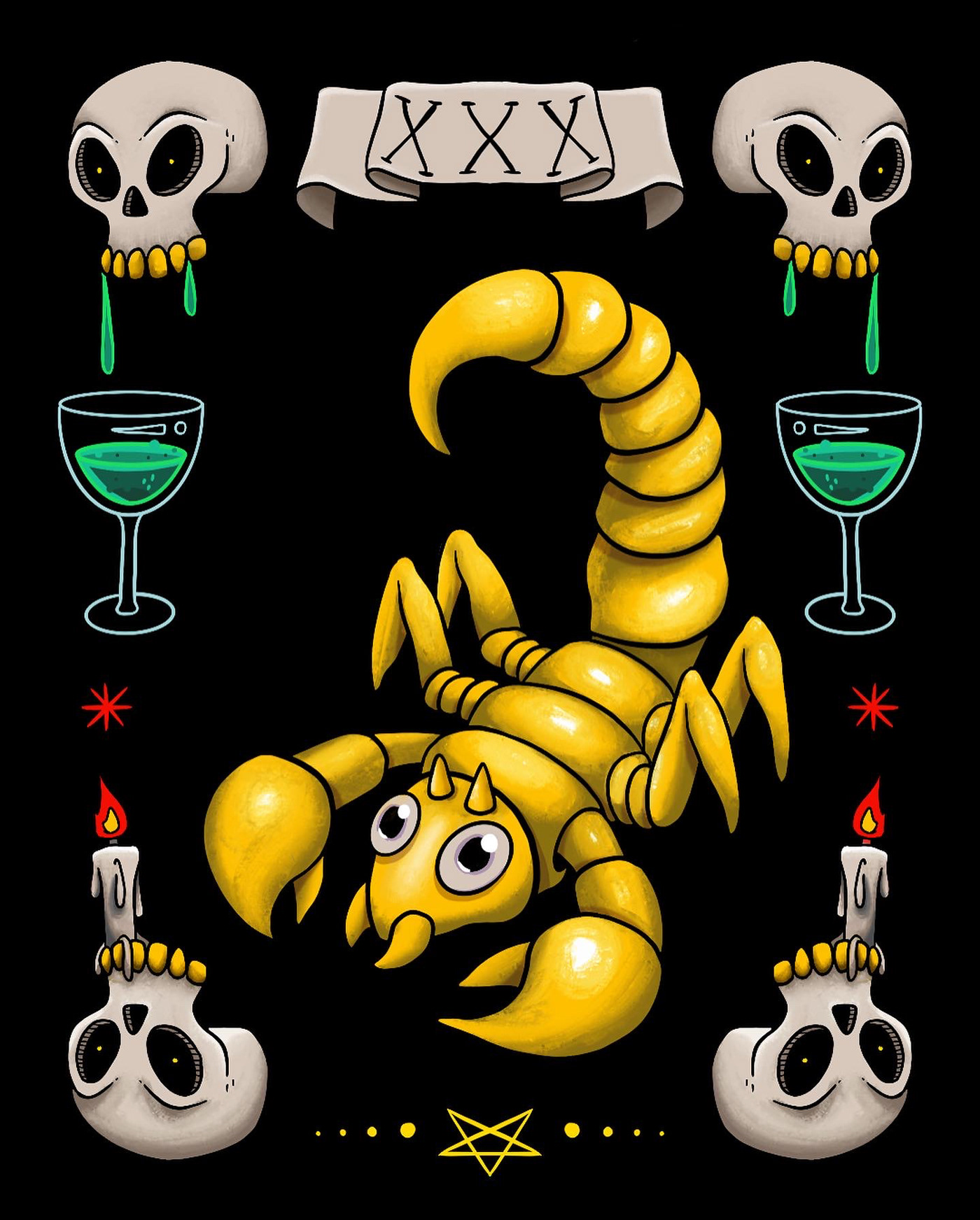 candle dark drink ILLUSTRATION  poison scorpion skull venomous