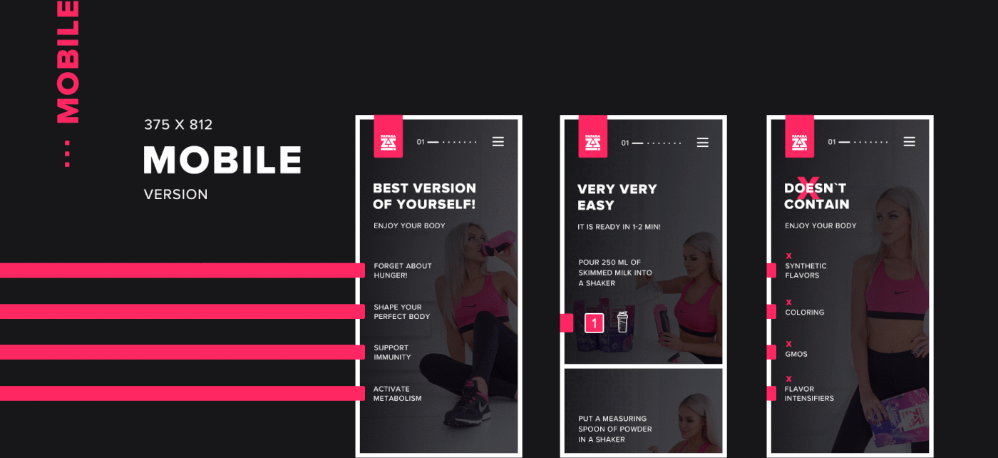 UI ux mobile motion package Web sport Health Fruit Interface