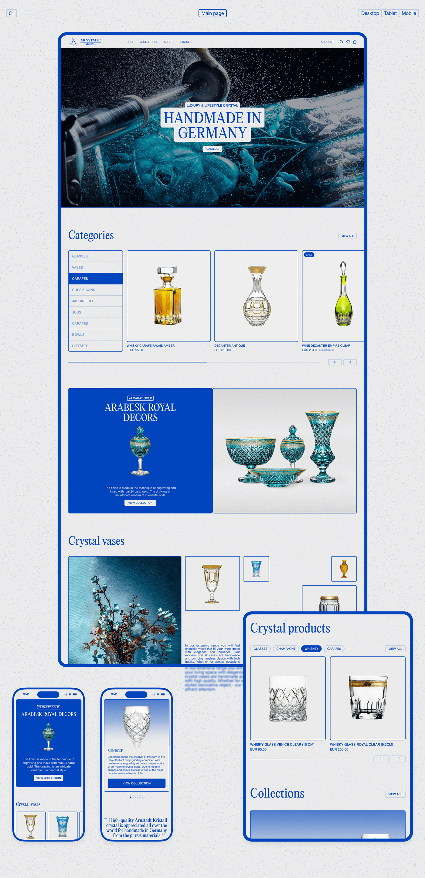 crystal premium germany UI ux glasses blue Website concept