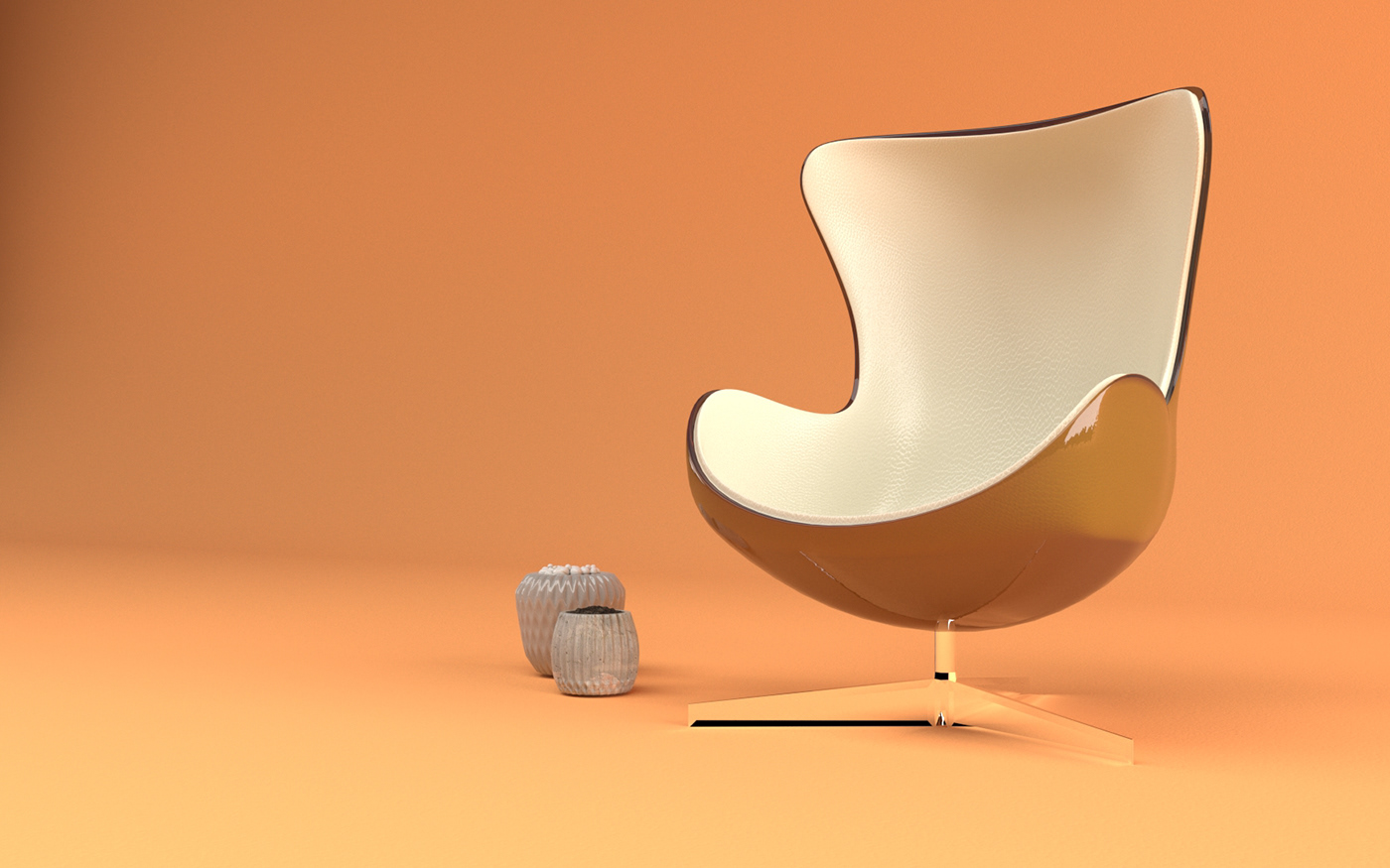 chair 3D egg model Interior yellow brown