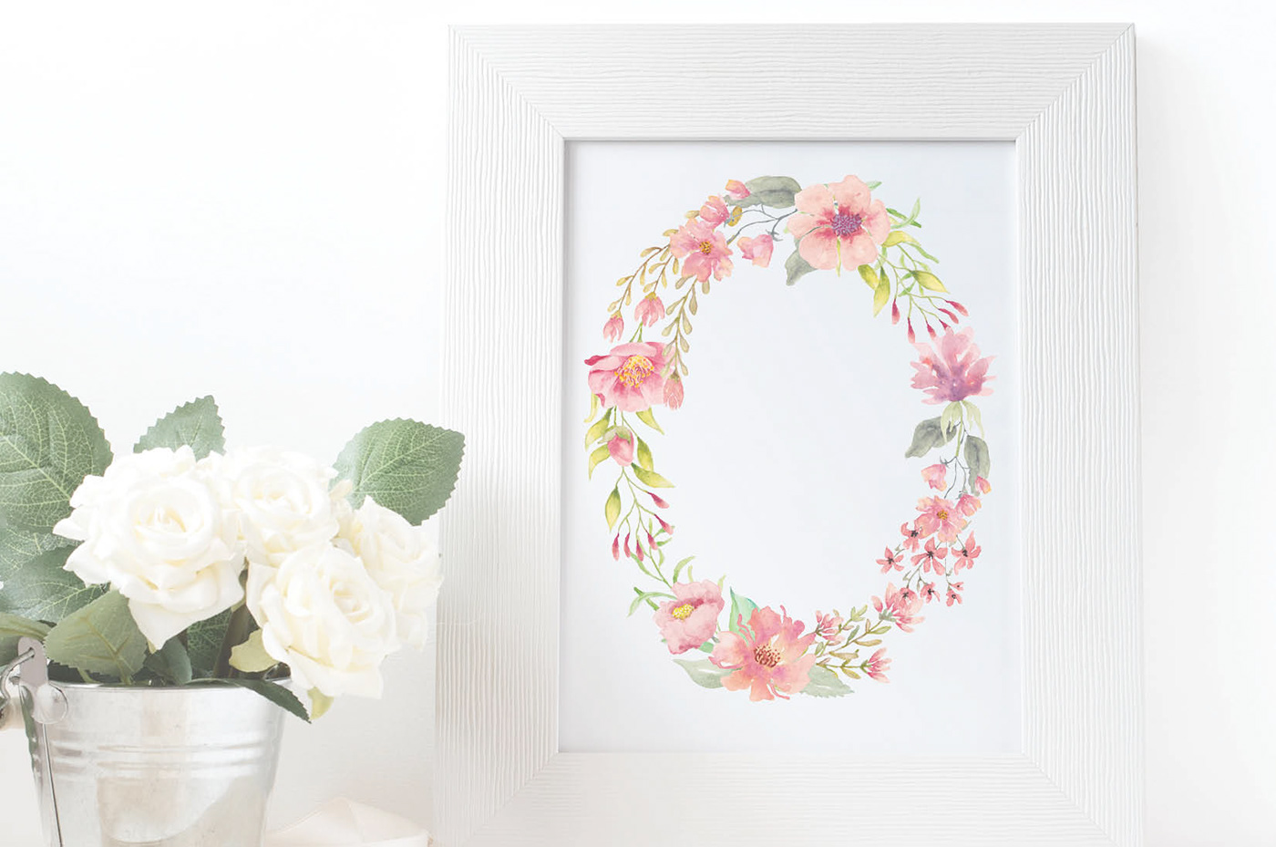 watercolors Hand Painted Coral Flowers pink flowers wreath watercolor wreath clip art watercolor clip art wedding clip art floral wreath