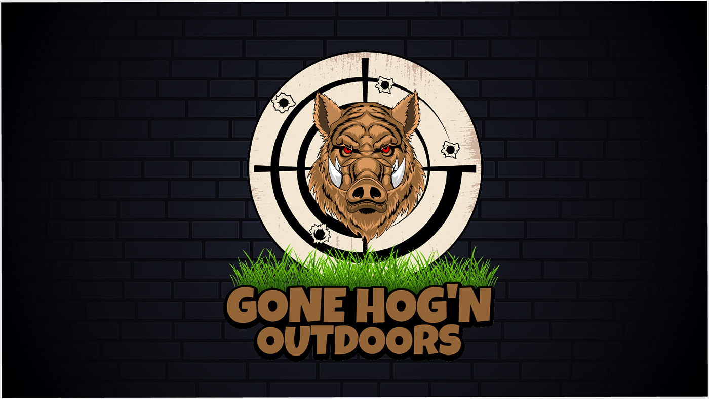 hunting logo mascot logo wild hogs