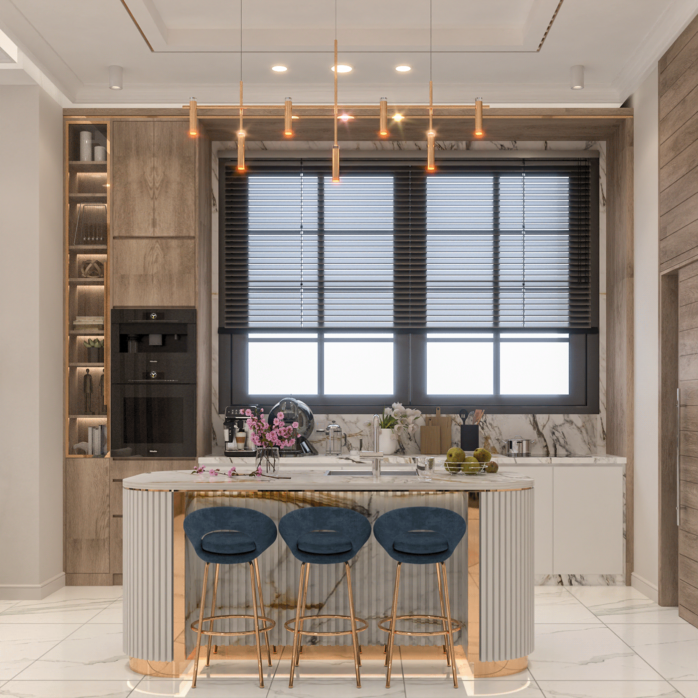 clean interior design  kitchen design luxury minimal modern Render simple table visualization
