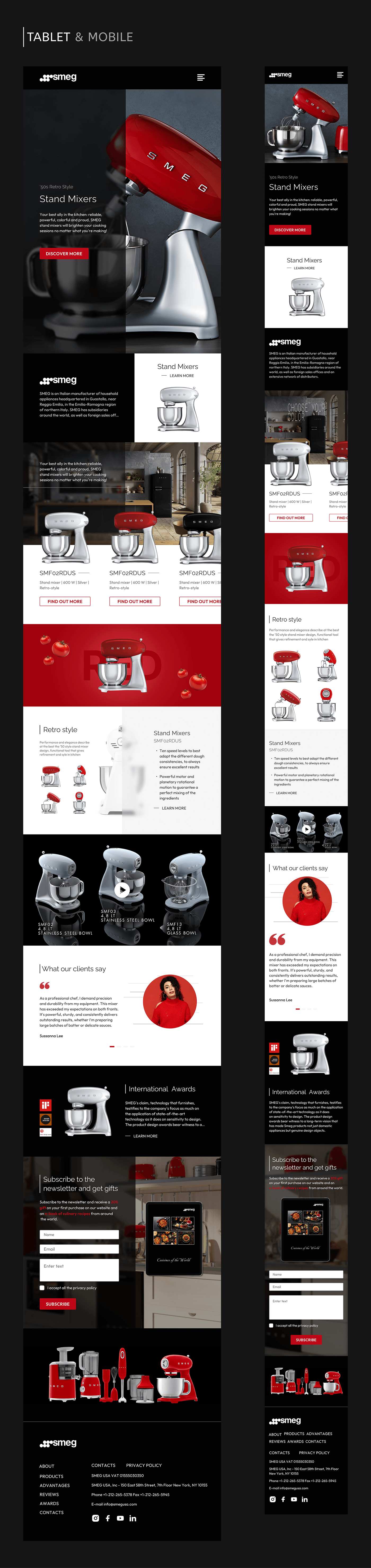 landing page Web Design  smeg Stand Mixer kitchen UI/UX adaptive design Product Page cooking devices kitchen gadgets
