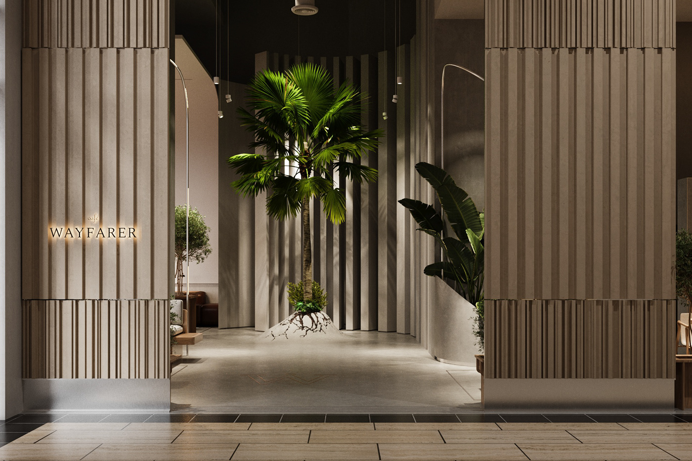 Interior architecture visualization 3D cafe Coffee restaurant brand identity design premium