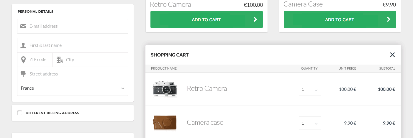 Responsive checkout e-commerce Ecommerce magento cart shop payment demo landing page Internet