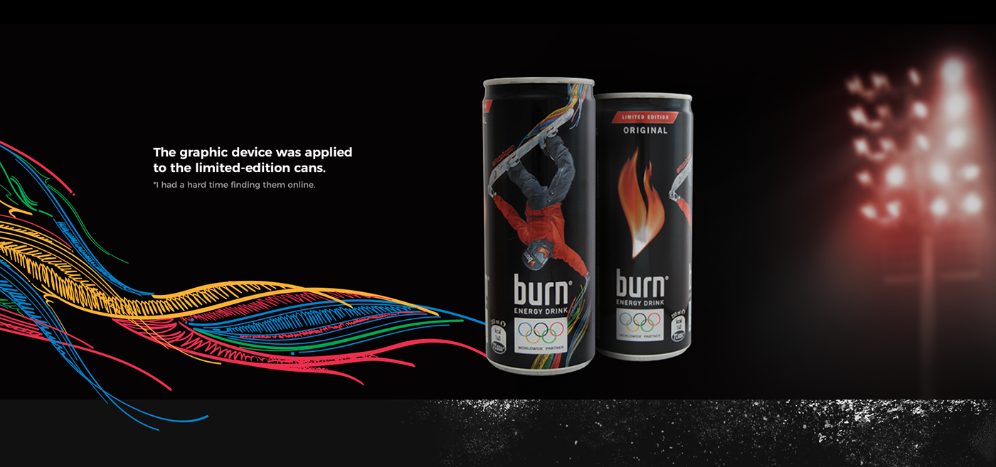 graphic design  branding  campaign Burn Energy Drink Snowboarding flame Olympics
