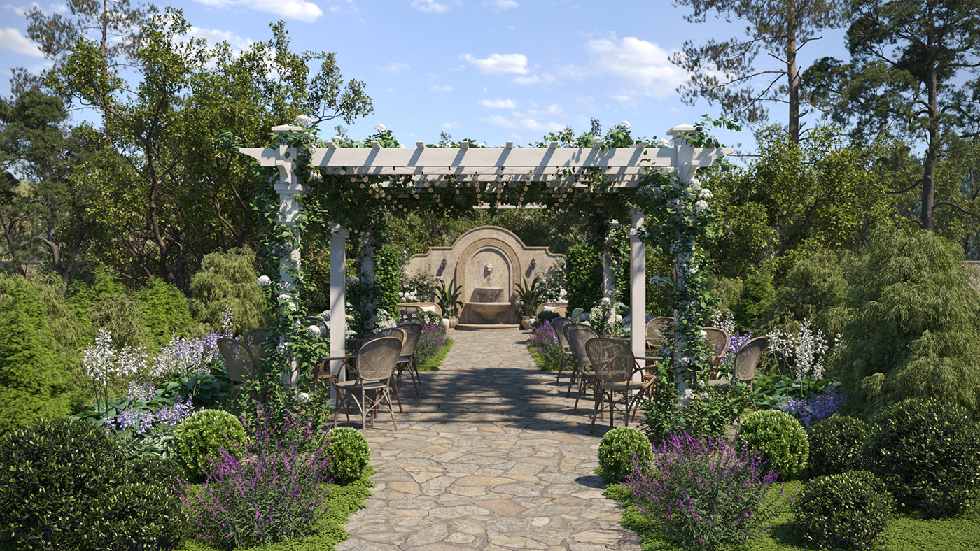 Outdoor Nature gardening exterior visualization corona architecture archviz CGI 3ds max