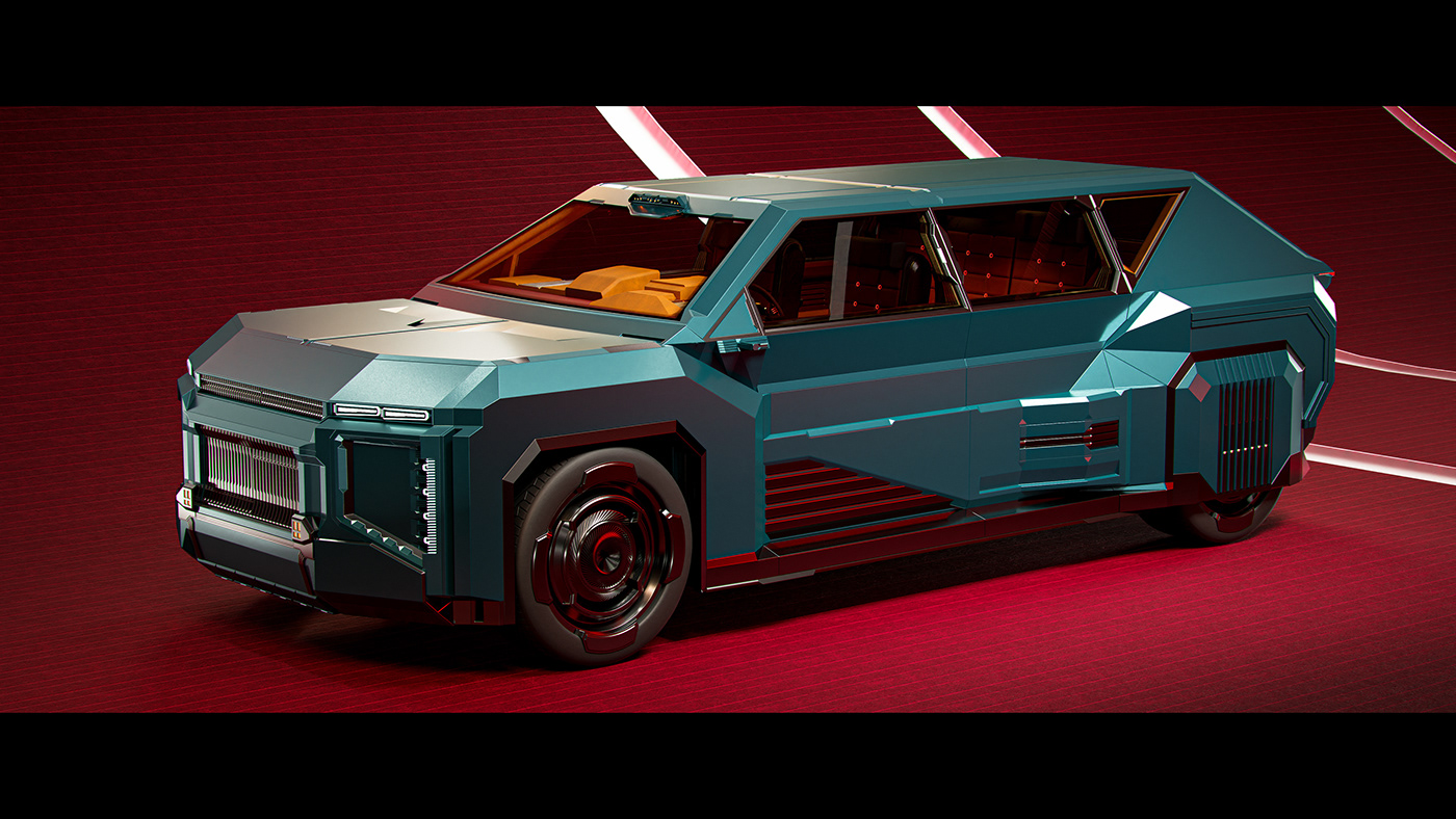 car suv Heavy Cyberpunk Retro futuristic Render