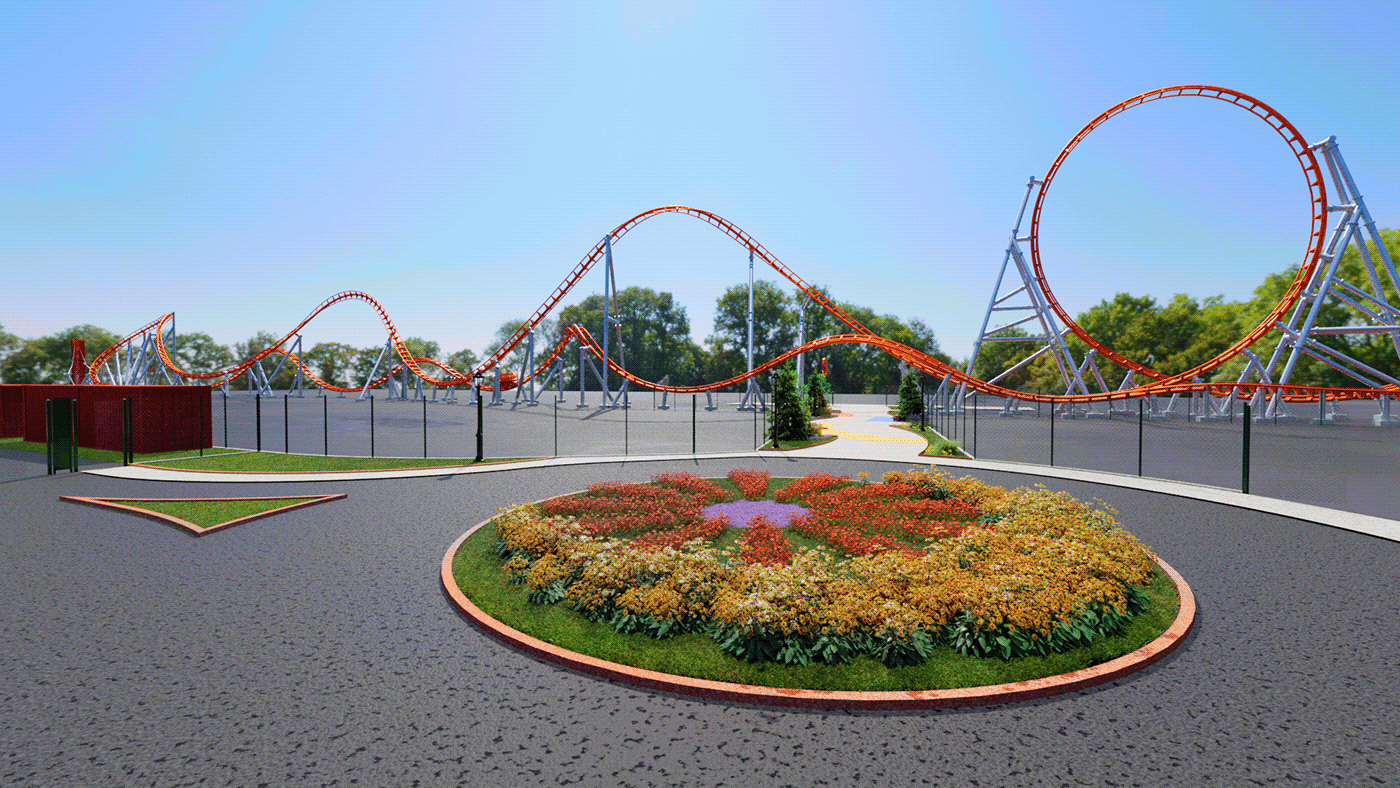 Imagineering Theme Park rollercoaster 3D Render architecture blender blender3d photoshop