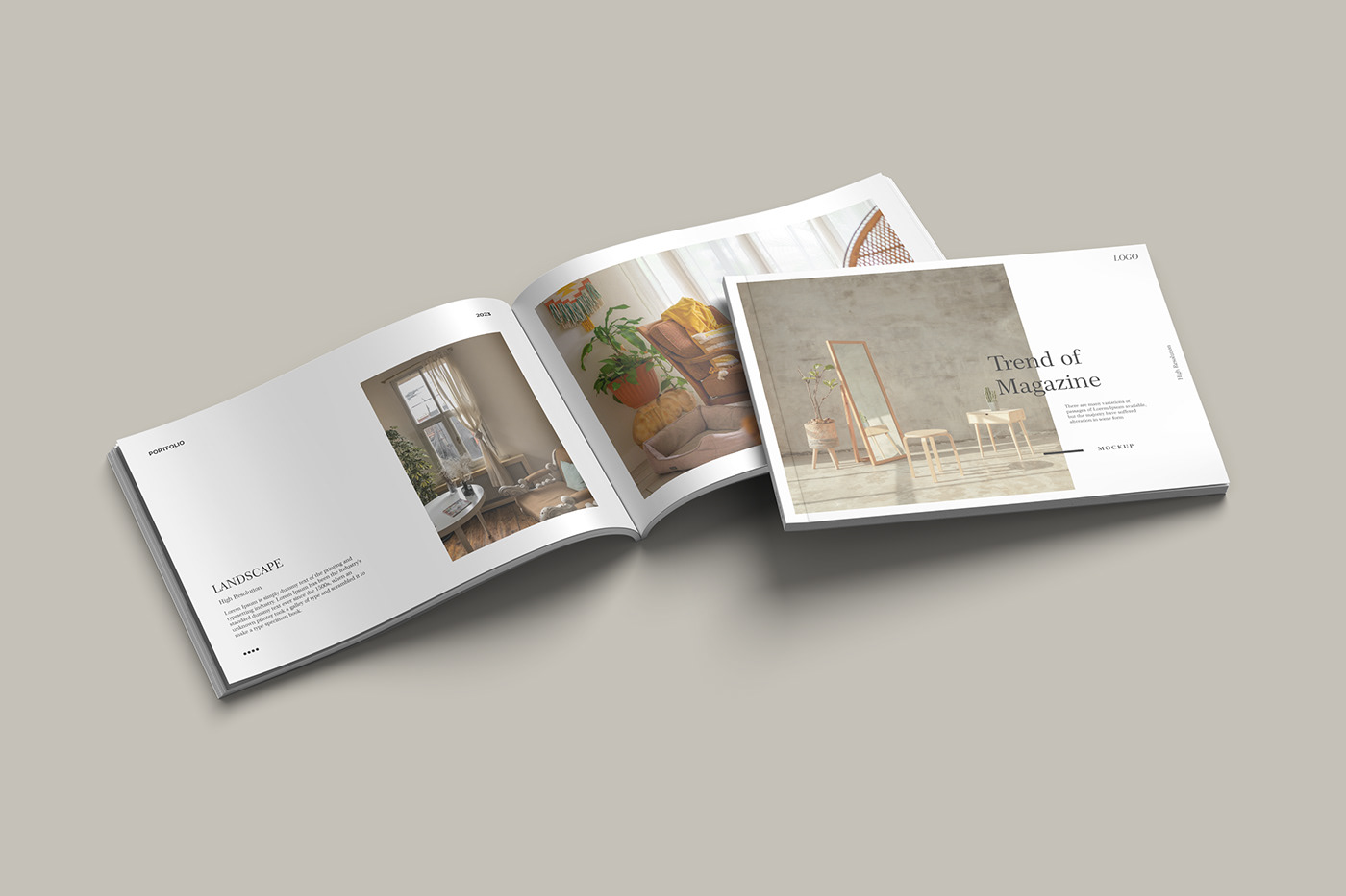a4 book brochure catalog cover flyer Landscape magazine Mockup print