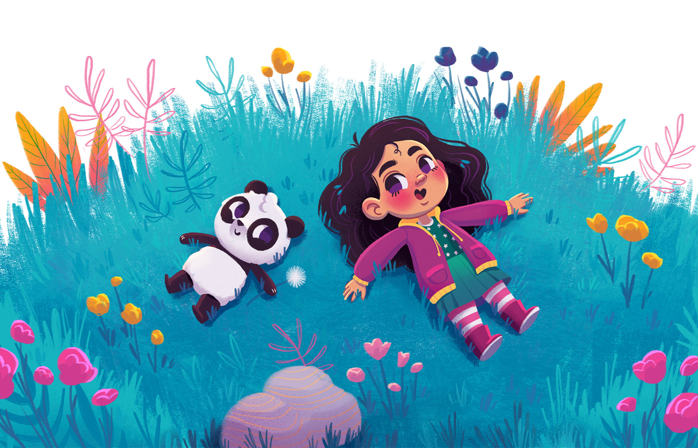 book Character design  children's book editorial Editorial Illustration Livro livro infantil magical dandelion Panda  capa de livro