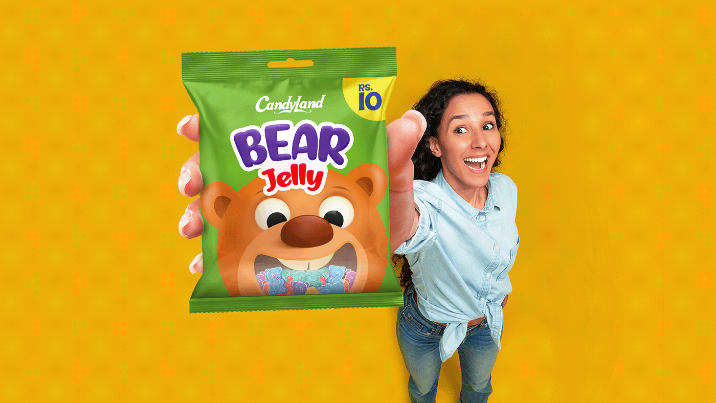 bear jelly candyland sweet Packaging product design  Mockup brand identity visual sugar coated