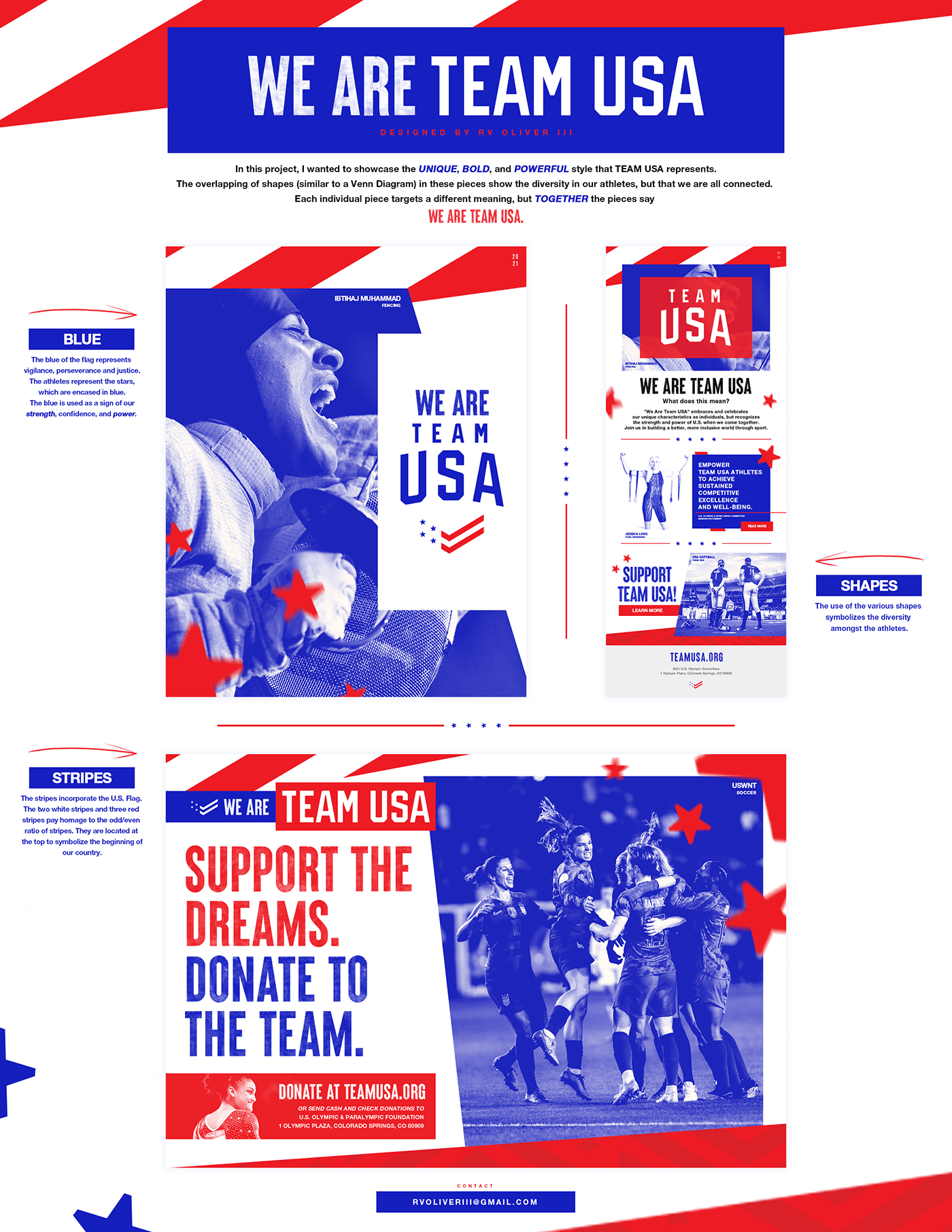 branding  design Email postcard social sport stars stripes Team USA usa