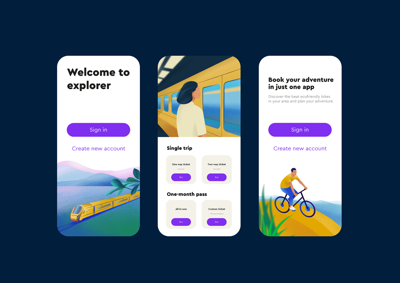 app Travel transportation Transport car train Bicycle Cycling journey Web Design 