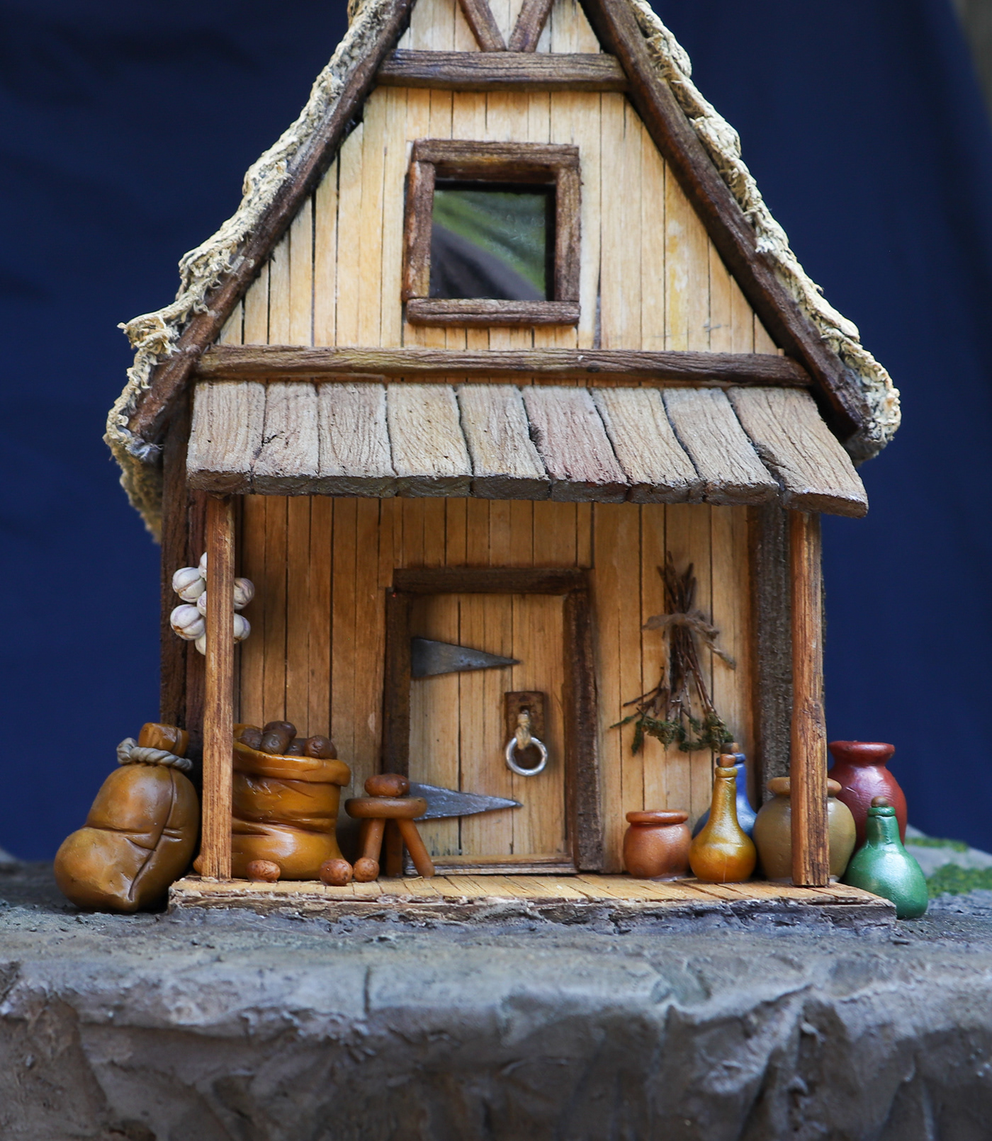 house Diorama 3D sculpey clay Acrylic paint paint model