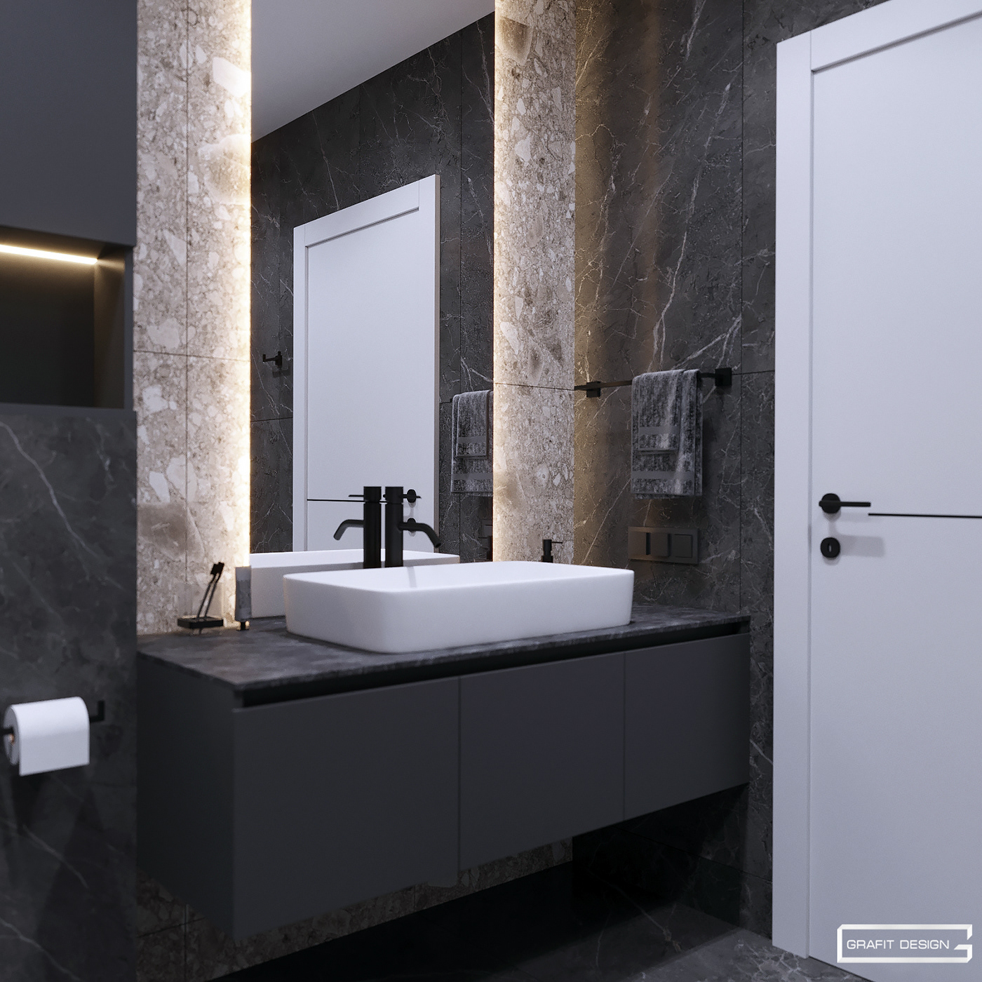 Bath in gray tones bathroom Interior modern