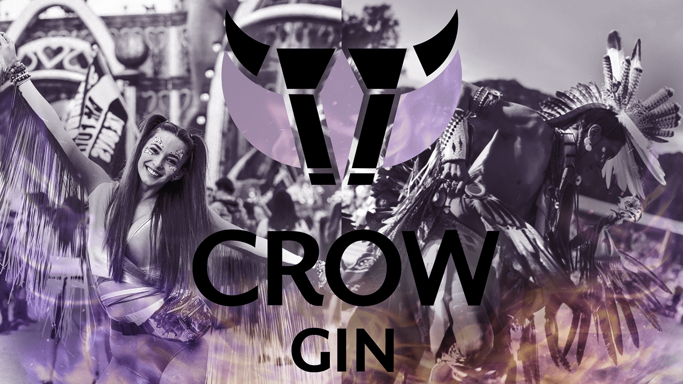 gin crowgin Packaging logo design branding  Native