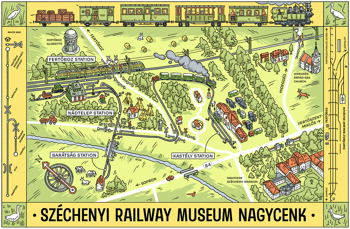 railway historic train locomotive Aerial map tourist Pictorial postcard National Park