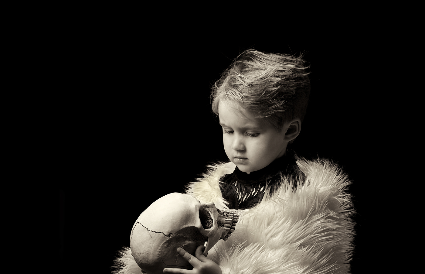 Princess skull Portraiture black and white