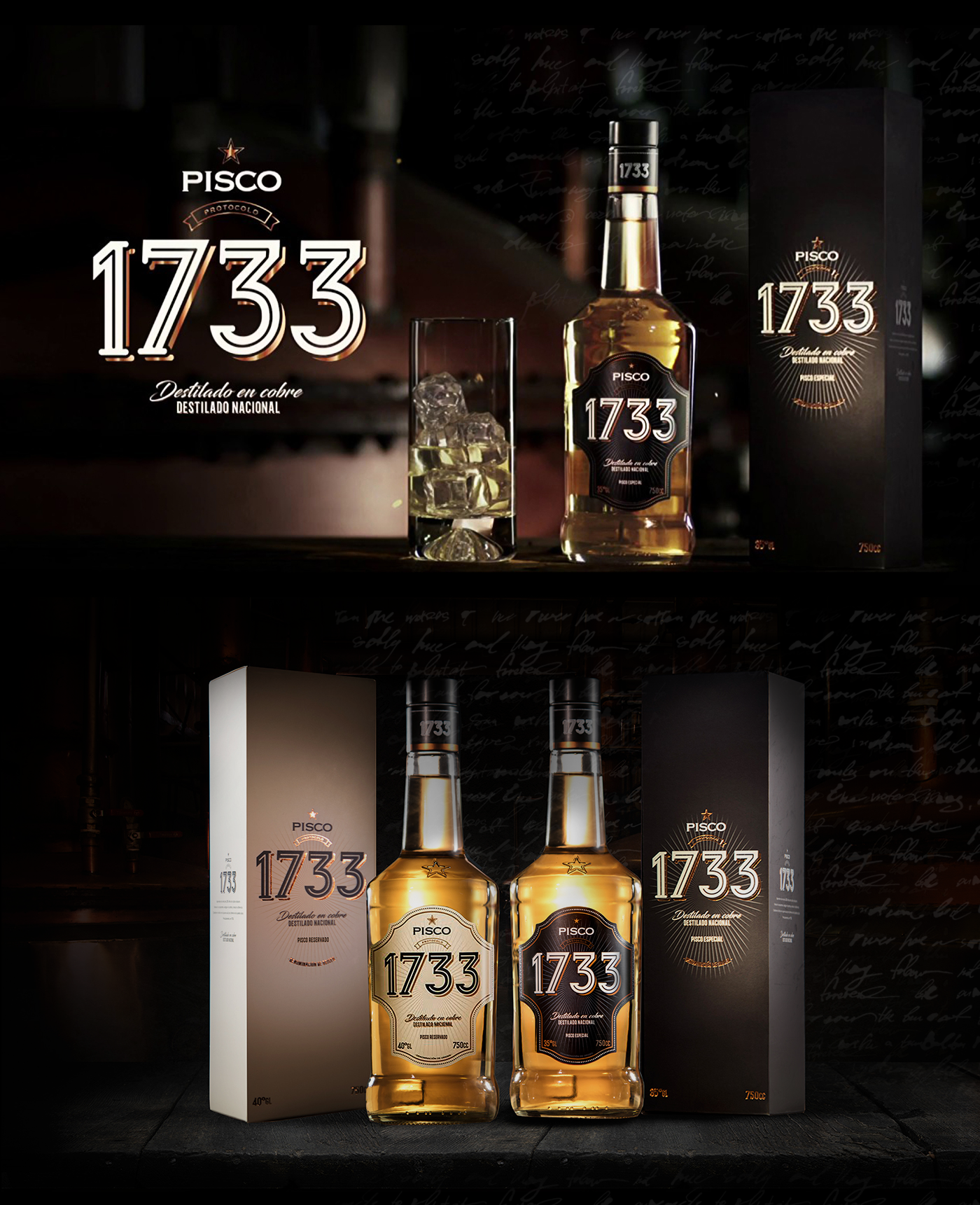 pisco chile premium label design drinks cocktail bottle logo graphic design  Packaging