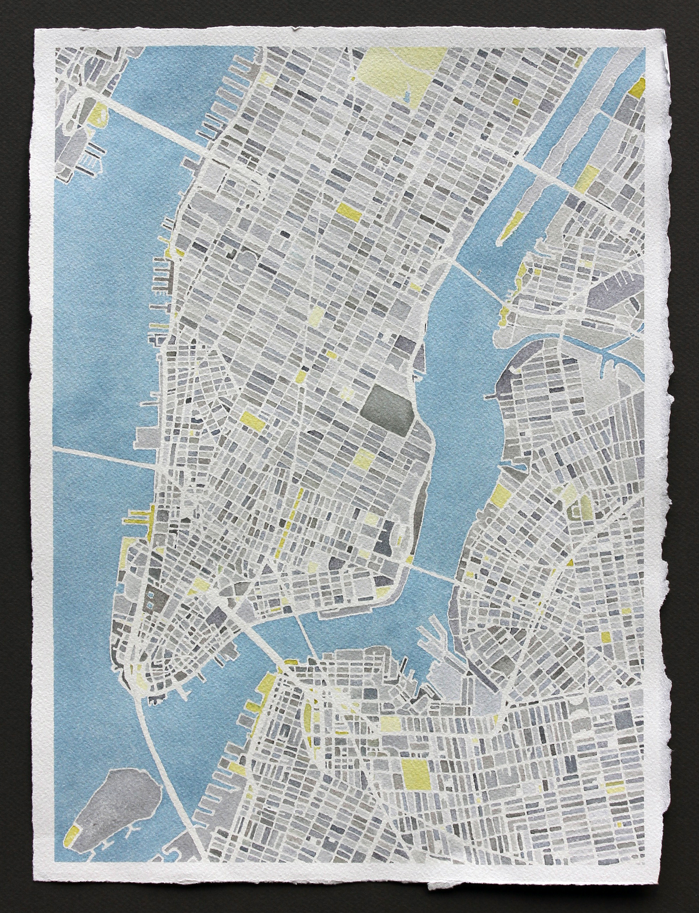 New York city watercolor map design cartography art world tourism Travel Street explore paint downtown nyc