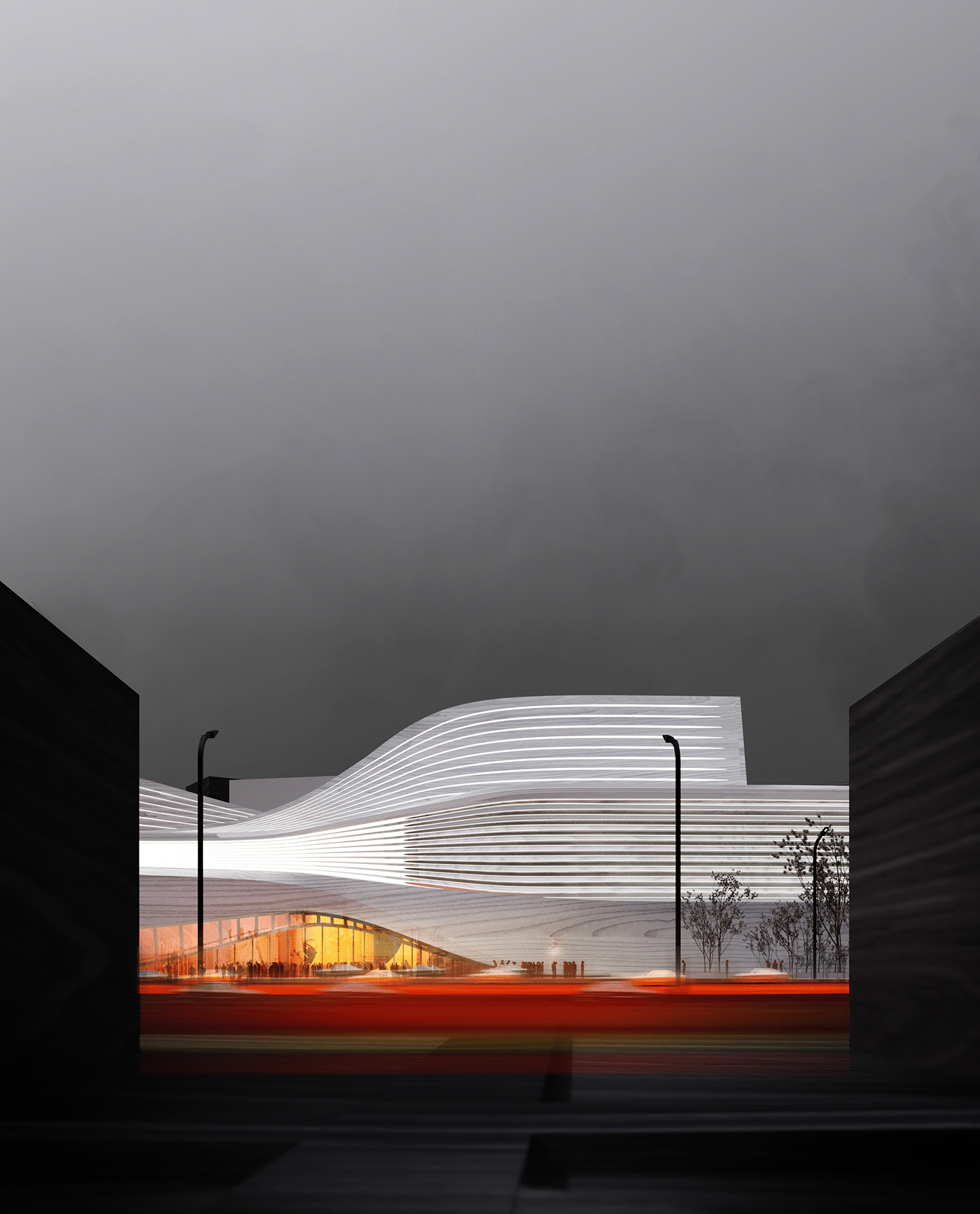 architecture visualization concept museum gallery ukraine futuristic archviz corona parametric