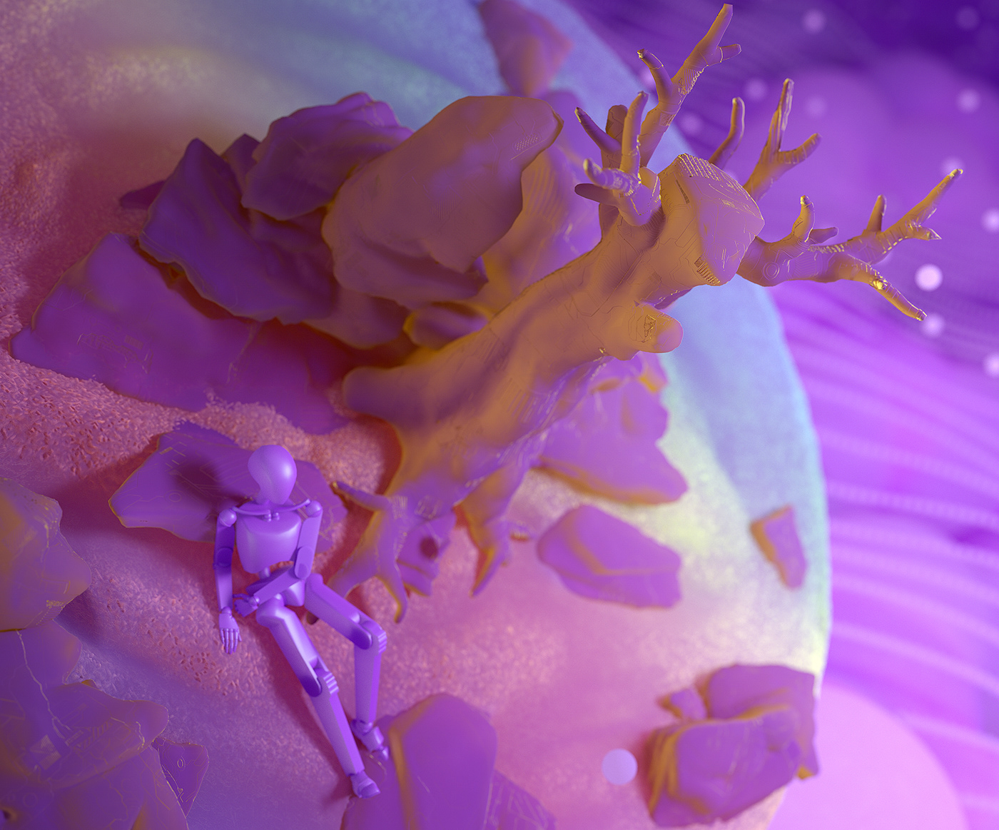 c4d cinema 4d subsurface scattering SSS light 3D design purple surreal