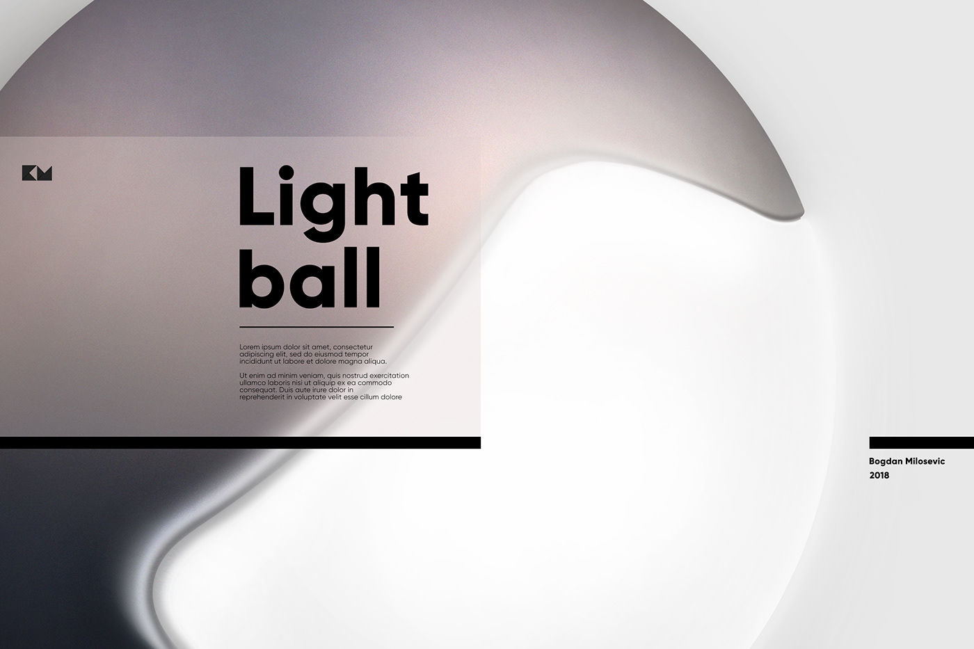 3D color mock up minimal light ball texture print modern poster
