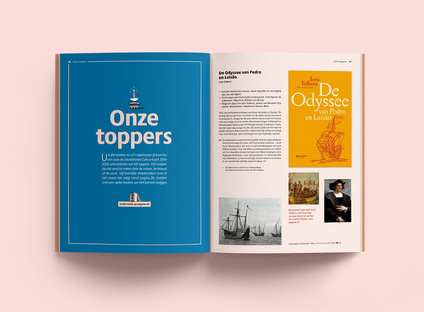 Layout cultural guide Davidsfonds myPortfolio editorial design  Jacques & Lise Magazine design Magazine ontwerp typography  