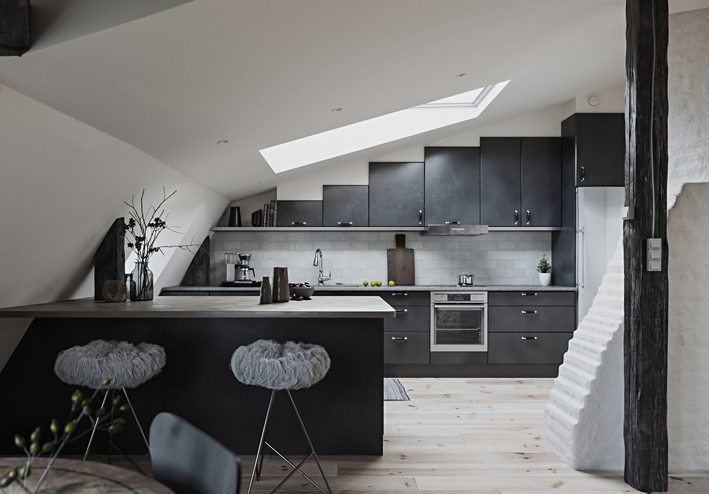 corona render  3ds max Scandinavian architecture interior design  visualisation lighting rendering