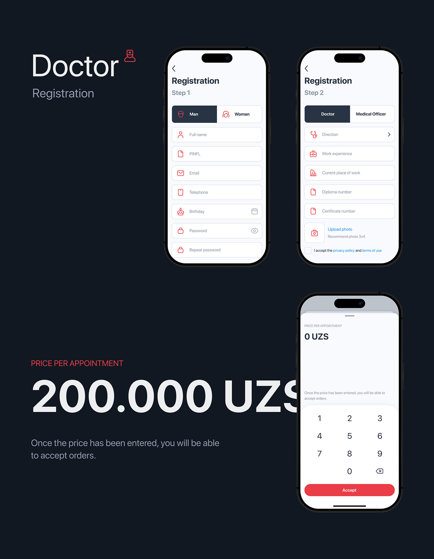 medicine doctor Health clinic app ios UI/UX mobile Paramedic service