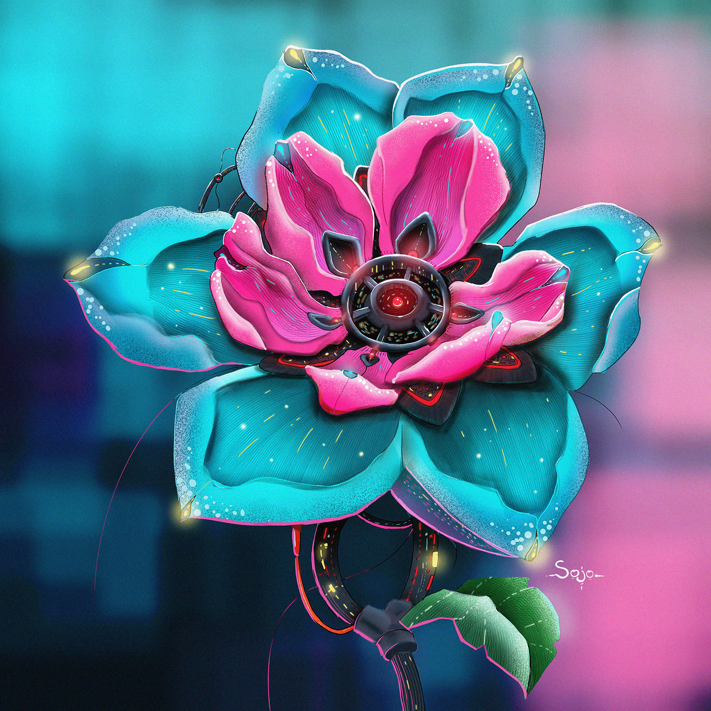 cyber digitalpainting digitalart DigitalIllustration Nature flower floral Flowers painting   concept art