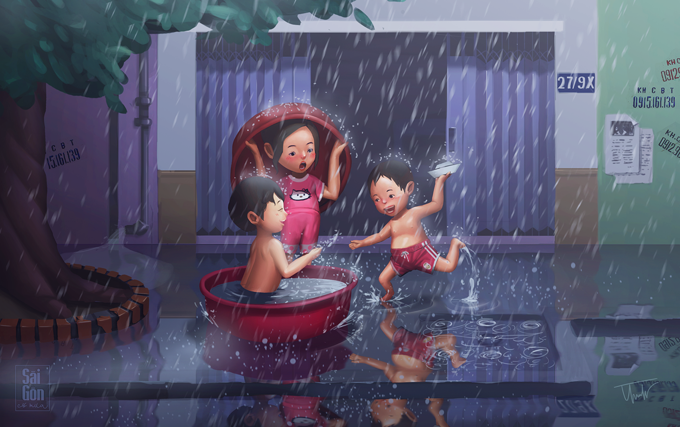 saigon rain vietnam ILLUSTRATION  art creative