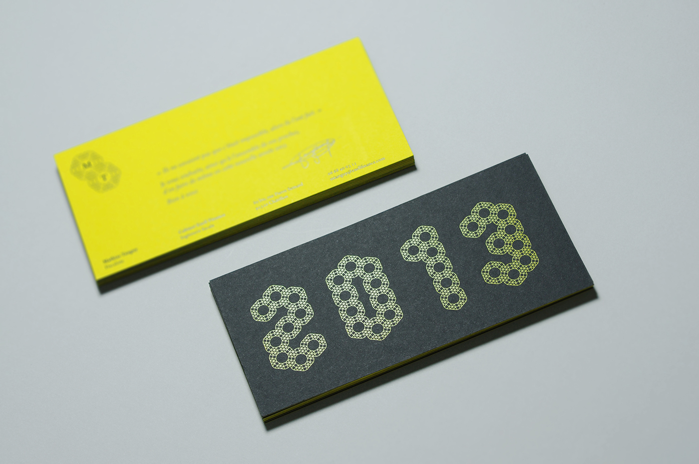 Foil Blocking yellow hot stamping duplex visual identity