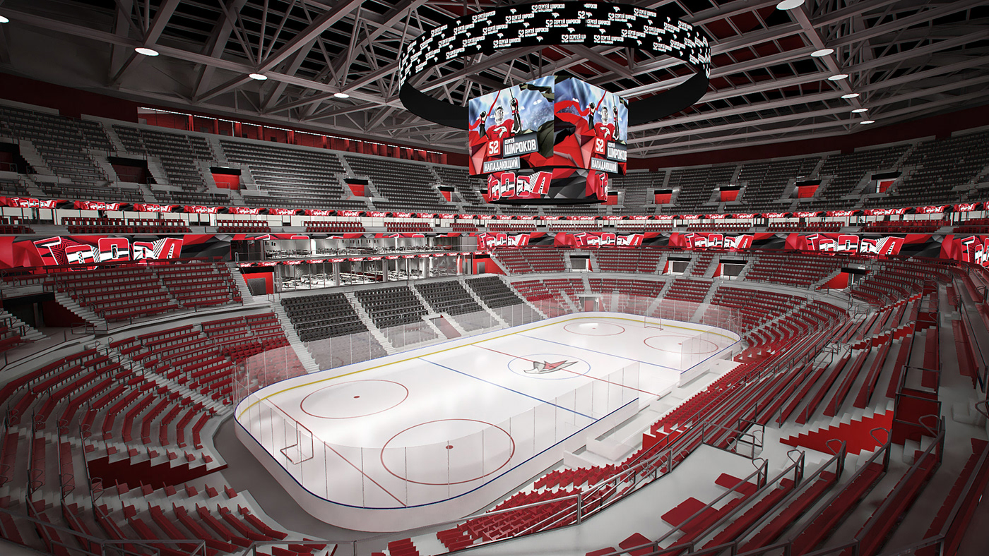 3D 3ds max archviz Arena corona hockey Interior Render stadium visualization