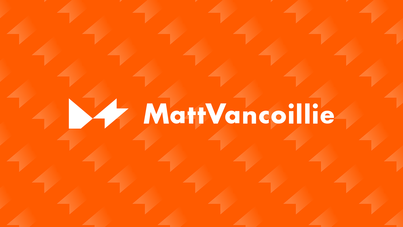 Matt Vancoillie, White Logo on Orange Pattern