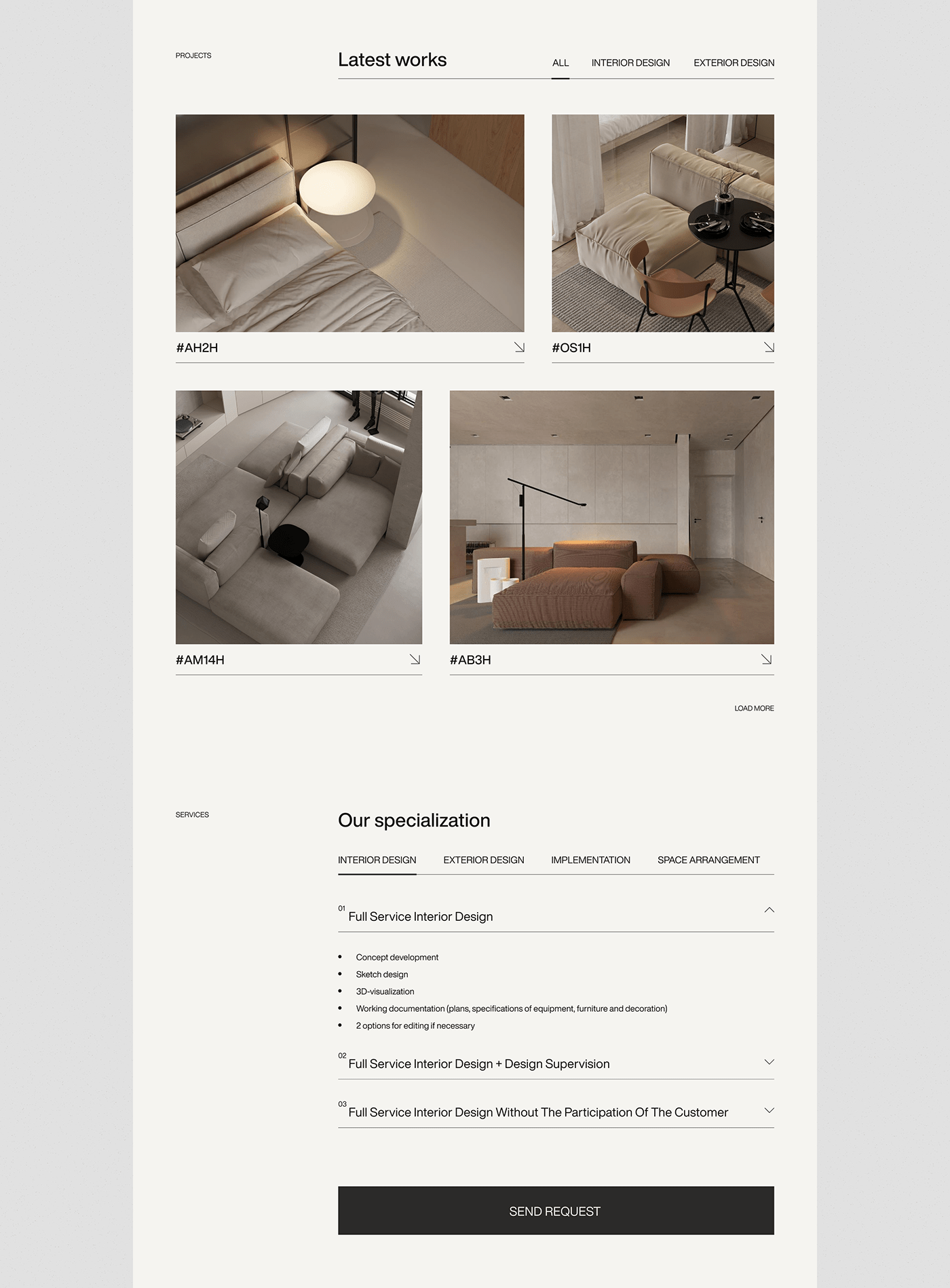 architecture Interior landing page Minimalism redesign UI UI/UX ux Webdesign Website