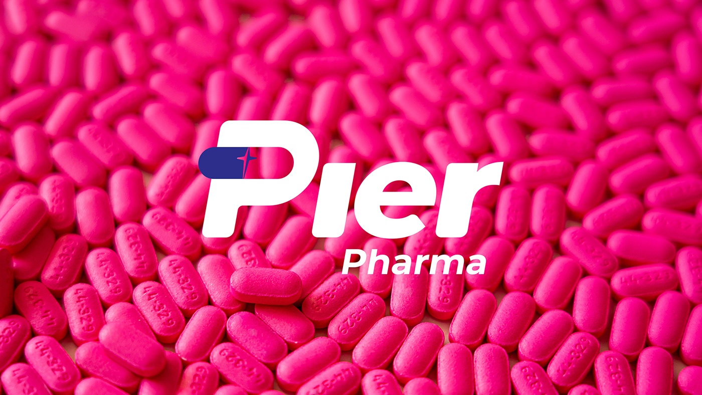 art direction  blue branding  capsule logo Pharma pier pink Stationery tablet